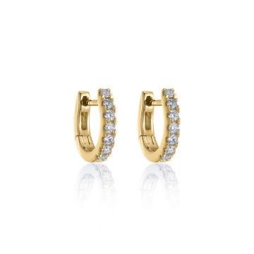 9ct Yellow Gold Brilliant Cut 0.15ct Diamond Huggie Hoop Earrings