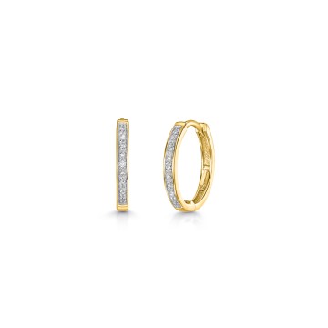 9ct Yellow Gold Round Brilliant 0.05ct Diamond Hoop Earrings