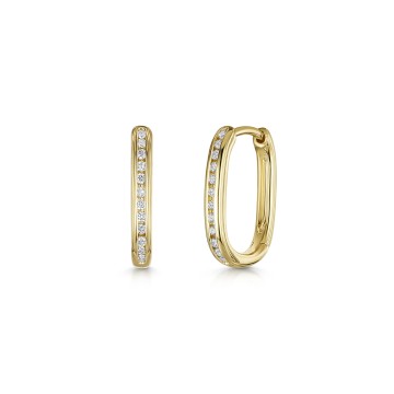 9ct Yellow Gold Round Brilliant 0.15ct Diamond Hoop Earrings