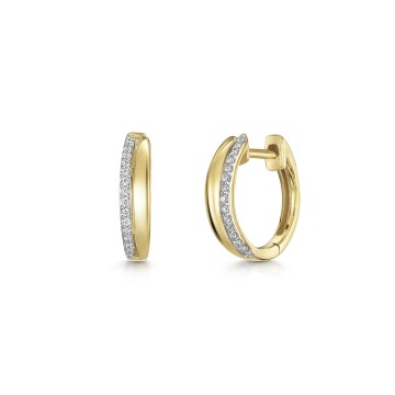 9ct Yellow Gold Round Brilliant 0.10ct Diamond Hoops Earrings