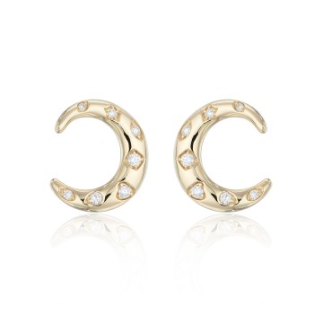 18ct Yellow Gold Round Brilliant 0.42ct Diamond Open Circle Earrings