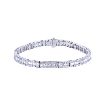 18ct White Gold Baguette and Brilliant Cut 6.00ct Diamond Tennis Bracelet