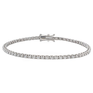 18ct White Gold Brilliant Cut 1.25ct Diamond Tennis Bracelet