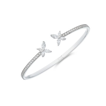 18ct White Gold Mixed Cut Diamond 1.50ct Butterfly Bangle