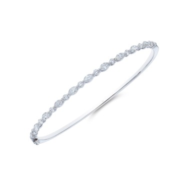 18ct White Gold Mixed Cut 1.40ct Diamond Bangle