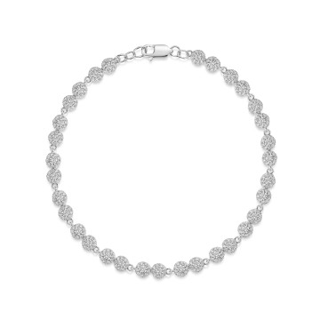 18ct White Gold Round Brilliant 1.75ct Diamond Illusion Style Cluster Bracelet