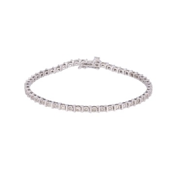 9ct White Gold 1.00ct Round Brilliant Cut Diamond Bracelet