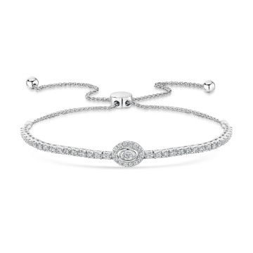 9ct White Gold Oval Cut 1.00ct Diamond Toggle Bracelet