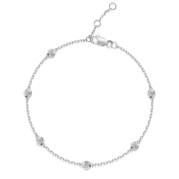 9ct White Gold 0.33ct Rub Over Round Brilliant Diamond Bracelet