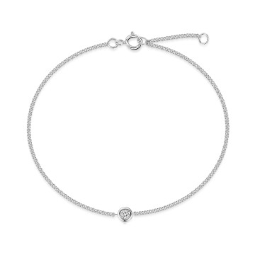 9ct White Gold Rub Over 0.08ct Diamond Bracelet