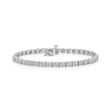 9ct White Gold 1.50ct Bar Set Diamond Bracelet