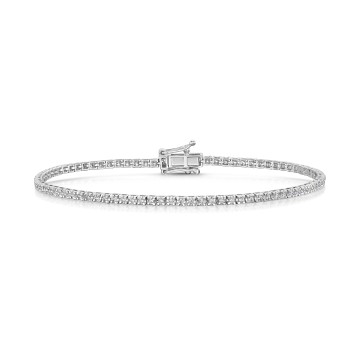 9ct White Gold Round Brilliant 0.50ct Diamond Claw Set Tennis Bracelet