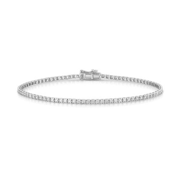 9ct White Gold Round Brilliant 0.75ct Diamond Claw Set Tennis Bracelet