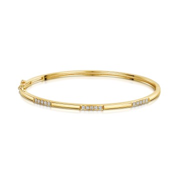 9ct Yellow Gold Round Brilliant Diamond Link Bangle