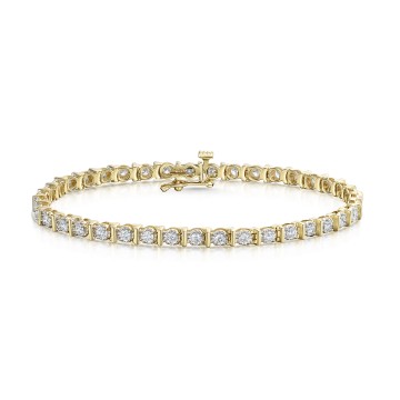 9ct Yellow Gold 1.50ct Bar Set Diamond Bracelet