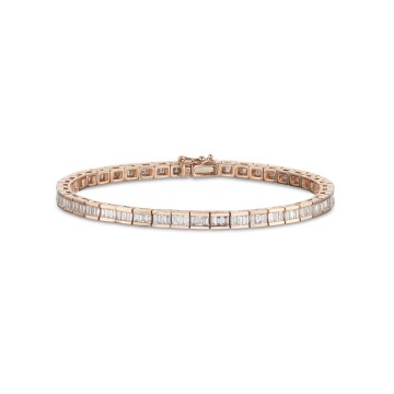 18ct Rose Gold Baguette Cut 3.00ct Diamond Bracelet