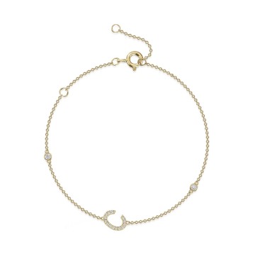 9ct Yellow Gold Round Brilliant 0.10ct Diamond Initial C Bracelet