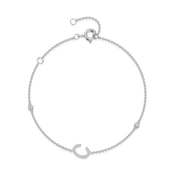 9ct White Gold Round Brilliant 0.11ct Diamond Initial C Bracelet