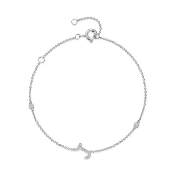 9ct White Gold Round Brilliant 0.09ct Diamond Initial J Bracelet