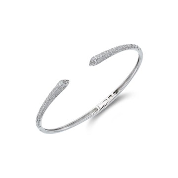 18ct White Gold Brilliant Cut 1.47ct Diamond Torque Bangle