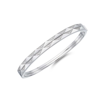 18ct White Gold Round Brilliant 0.35ct Diamond Geometric Bangle