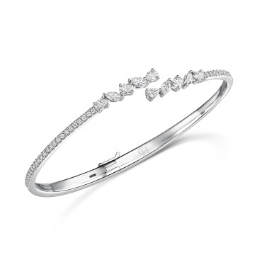 18ct White Gold Mixed Cut 1.53ct Diamond Bangle