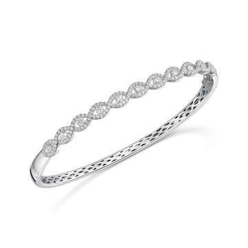 18ct White Gold Round Brilliant 1.22ct Diamond Open Wave Tennis Bangle