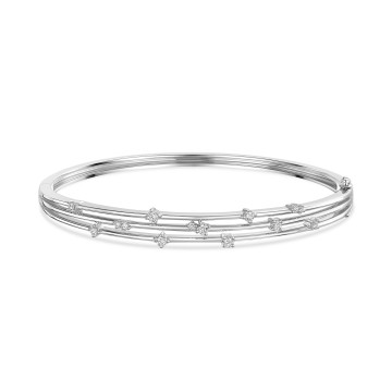 9ct White Gold Round Brilliant 0.40ct Diamond Multi Strand Bangle