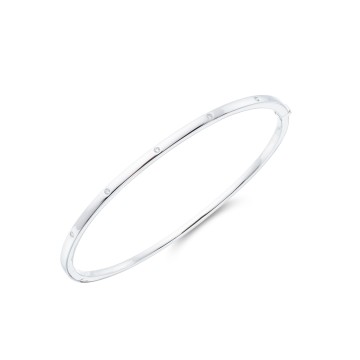 9ct White Gold Brilliant Cut 0.05ct Diamond Bangle