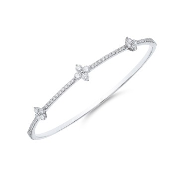 9ct White Gold Brilliant Cut Diamond 1.16ct Bangle