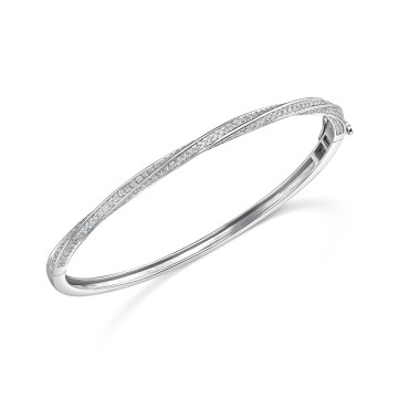 9ct White Gold 2.00ct Diamond Twist Bangle