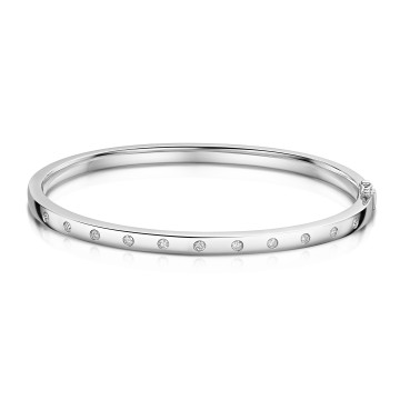 9ct White Gold Round Brilliant 0.25ct Diamond Set Bangle
