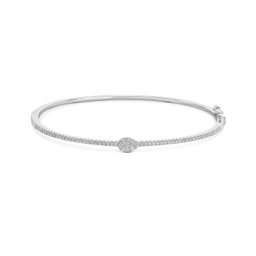 9ct White Gold Round Brilliant 0.50ct Diamond Cluster Bangle