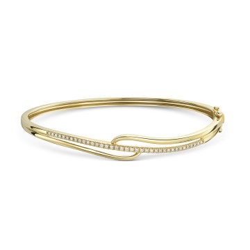 9ct Yellow Gold 0.19ct Diamond Twist Bangle