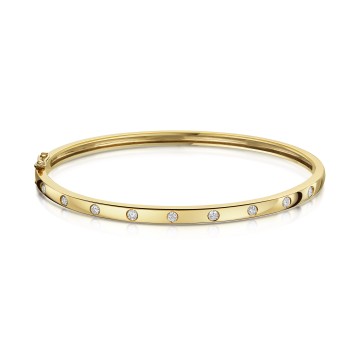 9ct Yellow Gold Round Brilliant 0.50ct Diamond Set Bangle