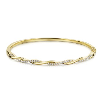 9ct Yellow Gold Round Brilliant 0.40ct Diamond Twist Bangle