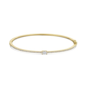 9ct Yellow Gold Emerald Cut 0.60ct Diamond Bangle
