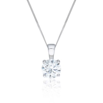 18ct White Gold Round Brilliant 2.00ct Diamond Solitaire Pendant Necklace