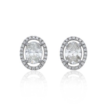 18ct White Gold Oval Cut 2.25ct Diamond Earrings