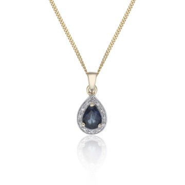 9ct Yellow Gold 0.04ct Diamond and Sapphire Halo Pendant