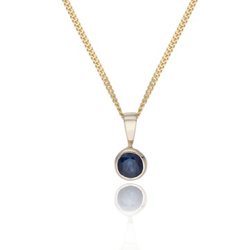 9ct Yellow Gold Sapphire Rub Over Pendant 1