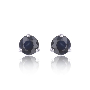 9ct White Gold Round Brilliant Cut Sapphire Earrings