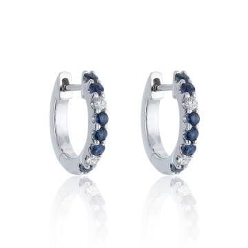 9ct White Gold Brilliant Cut Sapphire And Diamond 0.45ct Hoop Earrings