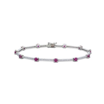 9ct White Gold Diamond 0.54ct and Ruby 1.10ct Bracelet