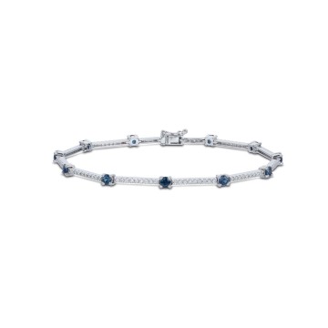 9ct White Gold Diamond 0.54ct and Sapphire 1.10ct Bracelet