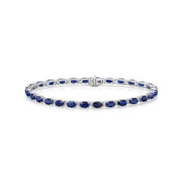9ct White Gold 8.45ct Oval Sapphire & Round Brilliant Diamond Bracelet