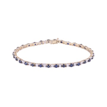 9ct Yellow Gold 4.25ct Round Brilliant Cut Sapphire and Diamond Bracelet