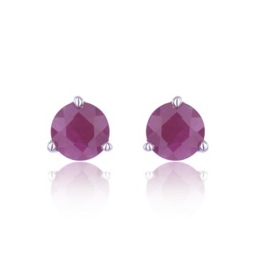 9ct White Gold Round Brilliant Ruby Stud Earrings 