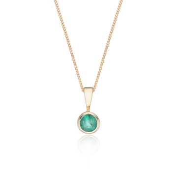9ct Yellow Gold Emerald Rub Over Pendant