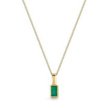 9ct Yellow Gold Emerald Cut 0.25ct Emerald Solitaire Pendant